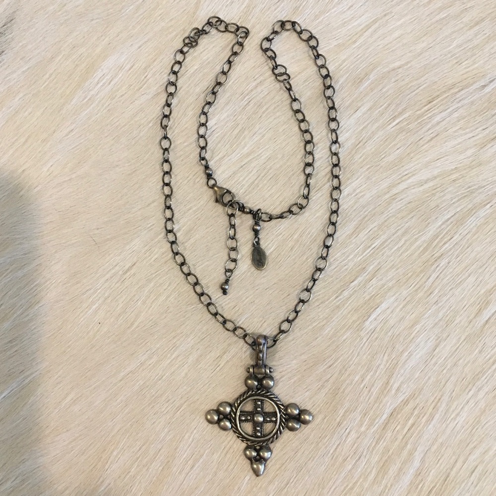 Antiqued Sterling Silver Cross & Chain